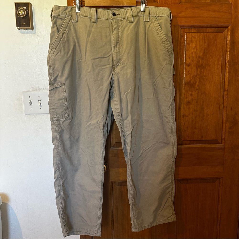 Carhartt loose Fit tan canvas work Pants Men 44x30 cotton